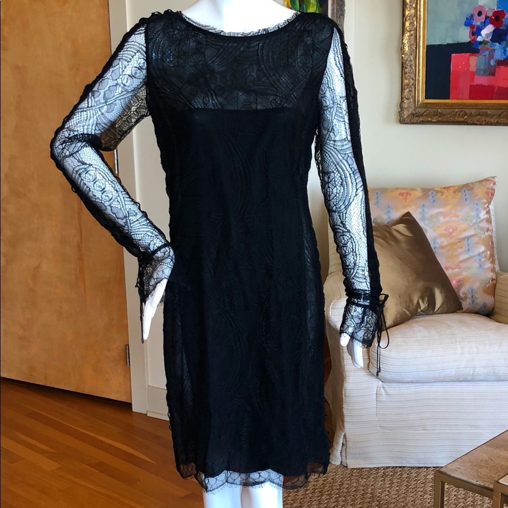 Emilio Pucci Commessa Black Lace Cocktail Dress 46